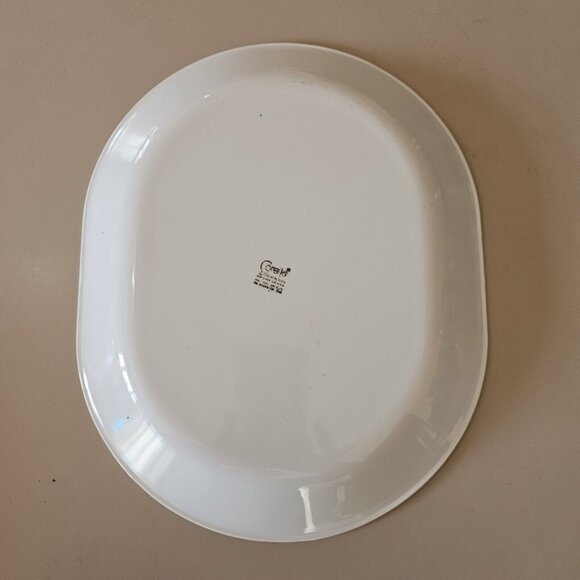 Corelle Burgandy Rose Oval Serving Platter 12 1/4" red purple stripe rim - Picture 6 of 10